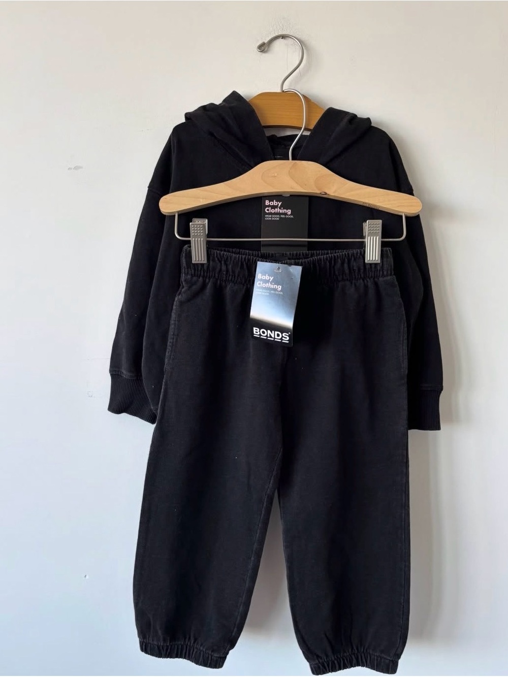 Bonds Kids Black Hooded Sweat Jogger Set